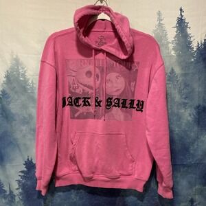 THE NIGHTMARE BEFORE CHRISTMAS Jack and Sally Pink Pullover Hoodie WOMENs Medium
